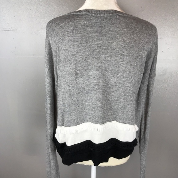 Kensie long sleeve striped top fringe M - Picture 5 of 8